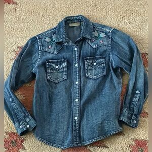 Girls Denim Pearl Snap Shirt